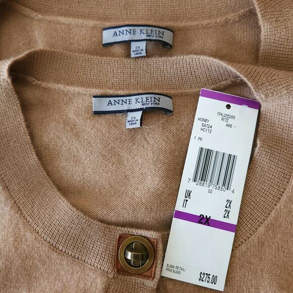 ANNE KLEIN New York cashmere twin sweater set cardigan tank in honey Size 2X NEW - Picture 9 of 9
